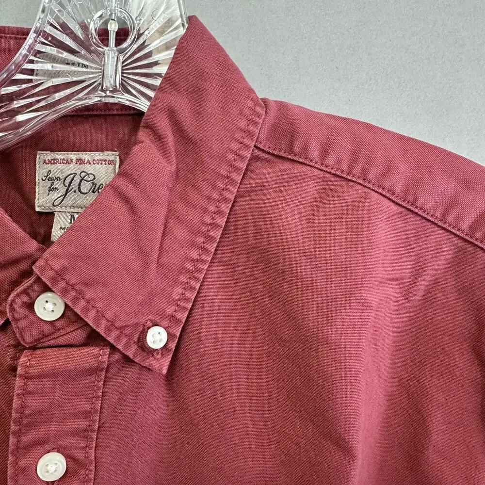 J Crew mens stretch Oxford cloth garment dye shirt faded burgundy size‎ medium
